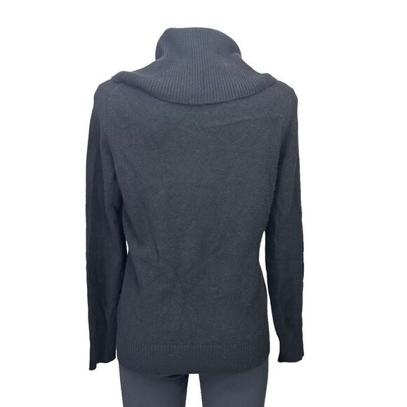 CHARTER CLUB 2-Ply 100% Cashmere Black Cowl Neck Ribbed Knit Sweater sz M - Picture 5 of 7